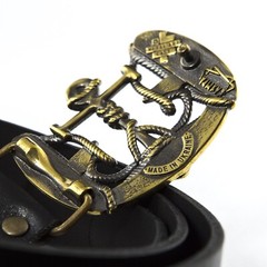 Brass belt buckle Trident Anchor, Ukrainian symbol, Sea anchor belt buckle