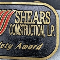 Vintage Shears Construction LP Safety Award Black Enamel Gold Tone Dyna Buckle