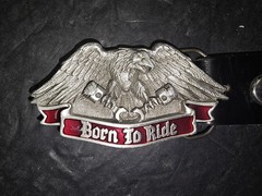 1992 The Great American Belt Buckle Harley-Davidson Born to Ride w/ Leather Belt