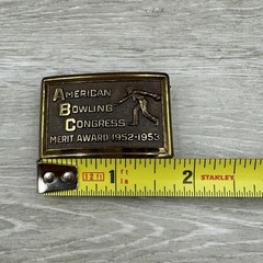 Vintage Belt Buckle American Bowling Congress Merit Award 1952-1953 287 Pins