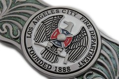 Men Women Silver Metal Belt Buckle Long Los Angeles LA Fire Department Flag 1888