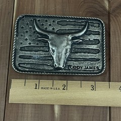 Cody James Texas Montana Silversmiths River Rock Cascade Longhorn Buckle
