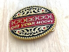 Western Buckle Gold Black Red Cowboy 4×3 for 2 » Hooey Buckle Hebilla Vaquero