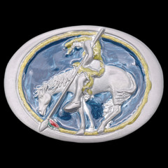 End of The Trail Motif Horseback Native American Belt Buckle
