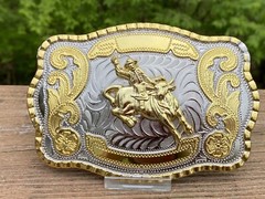 Official Champion Rodeo Bull Riding Large Belt Buckle Stamped WMG