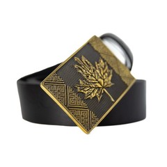 Brass belt buckle Maple leaf, Handmade Ukrainian trident and Canadian Maple leaf