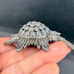 Vintage Flower Belt Buckle Atomic Silver Tone Signed Levy Bros