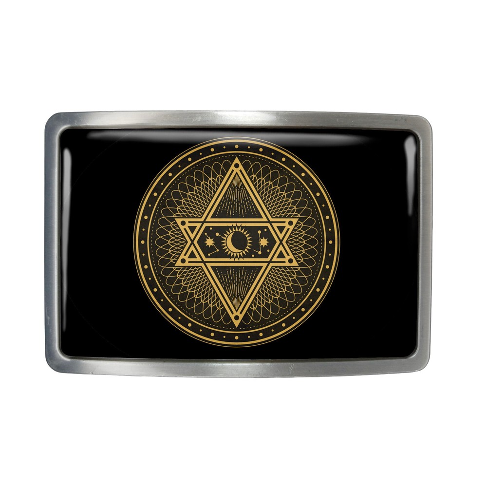 Tarot Pentagram Belt Buckle – Moon Sun and Stars Magic Symbol Buckle – 614