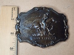Pony Express Belt Buckle 1902 Since 1853 Bronze 3/4&Prime; x 2 3/4”