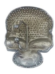 Fashion Skull Skeleton Belt Buckle Clear & Brown Rhinestone Silver Tone Metal