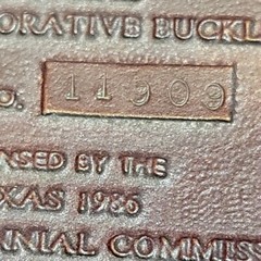 3.5&Prime; TEXAS SESQUICENTENNIAL BELT BUCKLE Numbered VINTAGE 1986 Brass metal Texoma