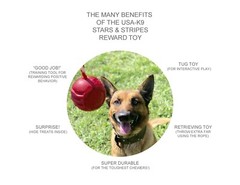 USA-K9 Stars And Stripes Ultra-Durable Reward Ball With Rope – Dog & Puppy