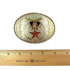 Vintage Shriners Masonic Crescent Moon Scimitar Star Metal Belt Buckle A