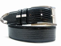 Sterling Silver 925 buckle 2 loops & tip set w Lizard 1-1/2&Prime; belt size 26 to 46