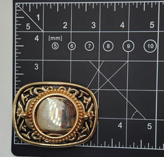 VINTAGE BELT BUCKLE – GEMSTONE NEEDED FOR CENTER Black and Goldtone Buckle