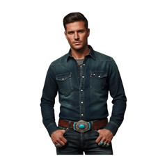 Men Women Silver Big Metal Belt Buckle Southwestern Fashion Turquoise Blue Beads