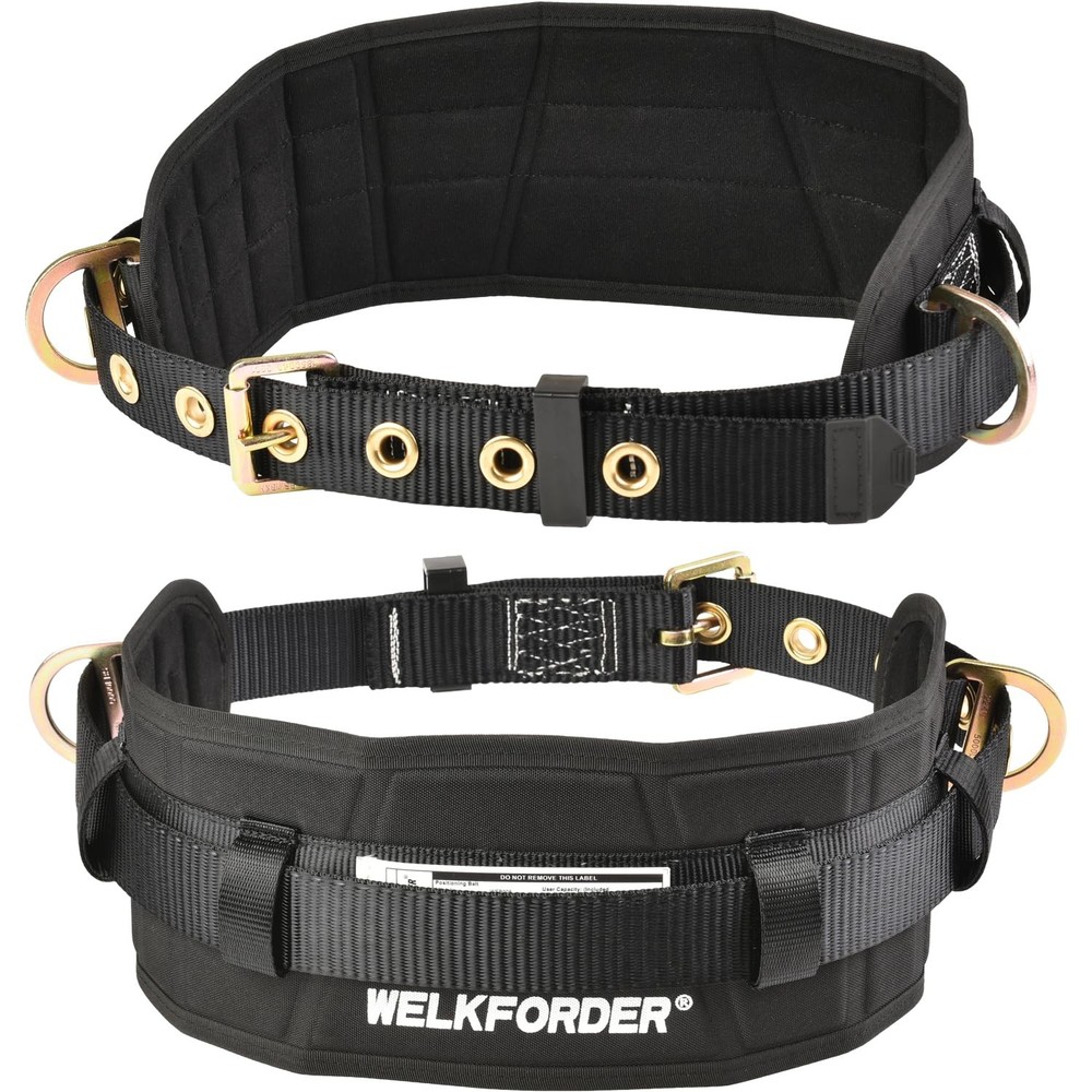 WELKFORDER Tongue Buckle Body Belt With Waist Pad and 2 Side One Size, Black