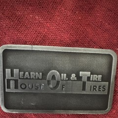 Vintage Hearn Oil & Tire House Advertising Belt Buckle