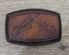 Vtg Harley-Davidson Leather Belt Country Music Buckle Brown Size 30 (READ)