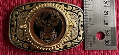 ELKS FRATERNITY VINTAGE BELT BUCKLE WESTERN INSERT DEER ANTLERS HUNTING BUCK