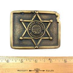 Vintage Kansas Sheriffs Association Badge Stineburg Studio Brass Belt Buckle