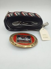 Vintage Carling Black Label Belt Buckle & Suspenders