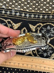 Western Buckle Gold Black Silver Rooster Cowboy 2 »Buckle Hebilla Vaquero Gallo