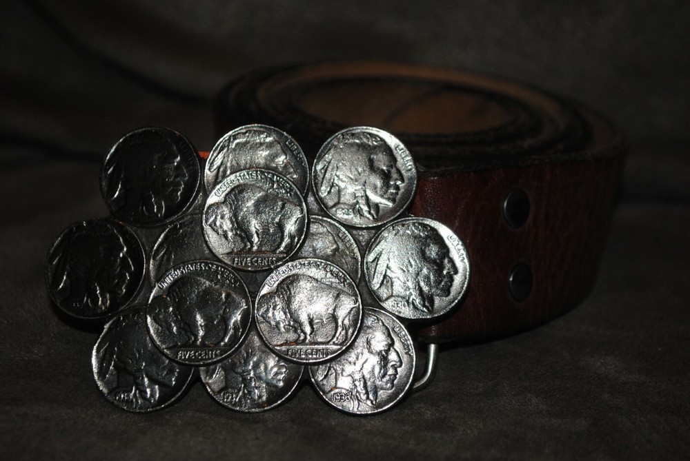 Buffalo Nickle Belt Buckle with Leather Belt
