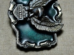 Vintage Eagle Live To Ride Belt Buckle Green Enamel 1983 Made In USA