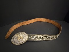 Vintage Artes Valenzuela AV Rodeo Horse Buckle & Charro Belt Mexico