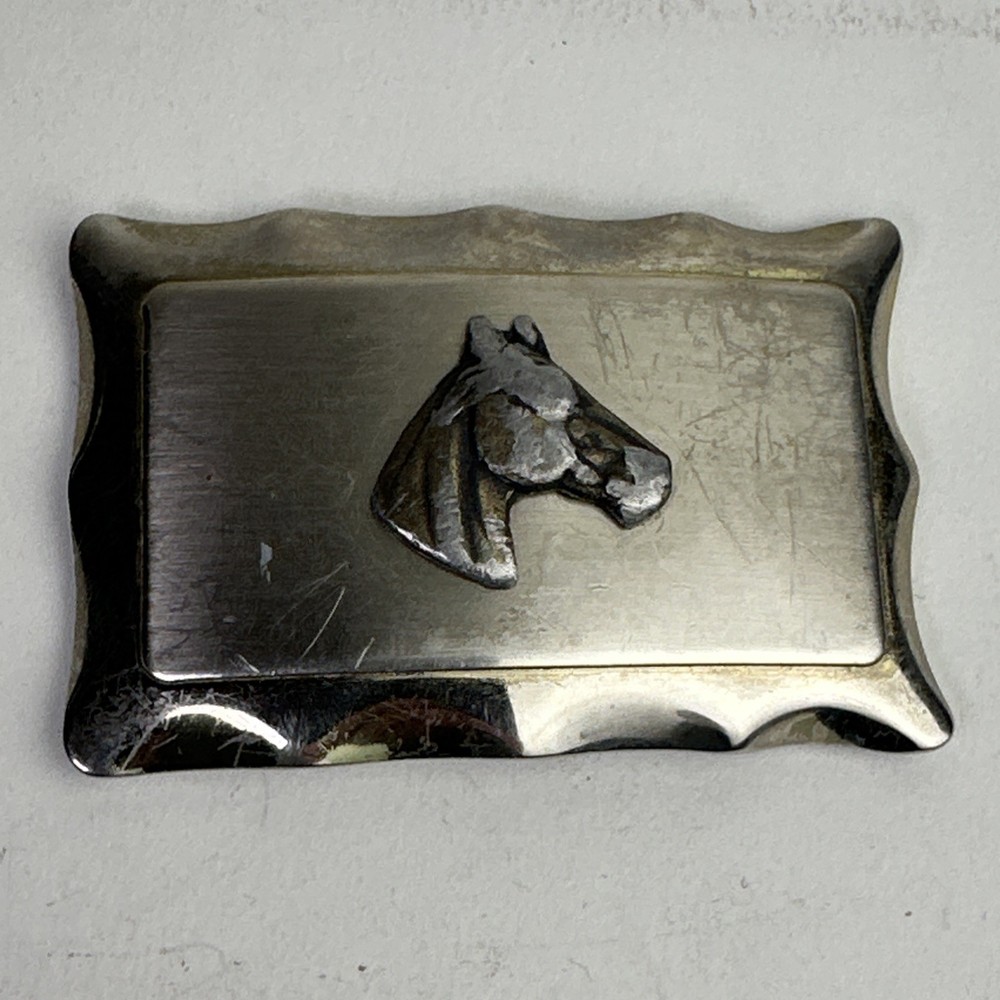 VTG NATIVE AMERICAN Horse Head belt buckle ARROWHEAD western INDIAN Metal cowboy
