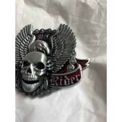 Rebel Rider Skull Wings Clamp Closure Buckle Gray Men&rsquo;s Vintage