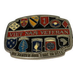 US Airborne Vietnam War Veteran Belt Buckle Made USA We Served Our Time In Hell