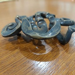 EA Chase Vintage Forged Bronze Hand Made Large Signed Belt Buckle 3.75”x 2.5”