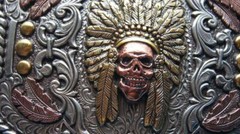 Nocona Western Buckle Indian Chief Feather Skull Silver 37600