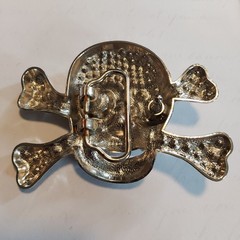 Silver Rhinestone Skull and Crossbones Belt Buckle Purple Blue Crystals 4×3