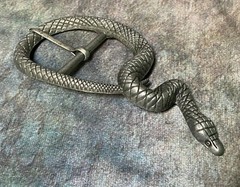 ENMON SNAKE BELT BUCKLE UNIQUE Pewter 6&Prime; (L) x 2 5/8&Prime; (W) NEW