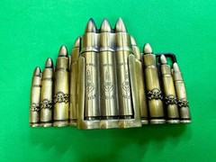 Bullet Rifle Rounds Skull Crossbones Lighter (Not Working) Large Belt Buckle
