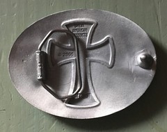 LARGE OVAL IRON CROSS BELT BUCKLE NEW APPROXIMATELY 4&Prime; X 3&Prime;