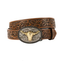 FORTMAC Western Belt–Adjustable Embossed 33.5&Prime; fit waist 27&Prime;-30.5&Prime;, Brown