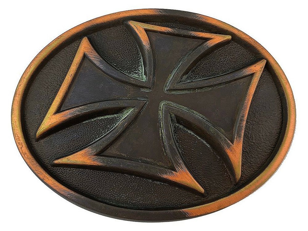 Vintage Patina Cross Engraved Antique Copper Belt Buckle fits 1-1/2&Prime; Strap