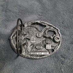 C & J VTG 90s Flying Eagle Belt Buckle Enamel Glaze USA Made 1541