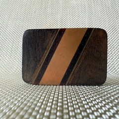 Mid-Century Modern Vintage Belt Buckle Exotic Wood Brass Copper Cowboy Western