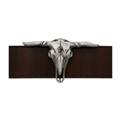 Men Western Fashion Silver Metal Big Belt Buckle Long Horn Texas Cow Bull Skull