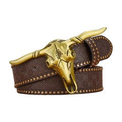 FAYZSOWSR Western Cowboy Belt Buckles for Men PU Leather 125cm/4.1ft, Coffee