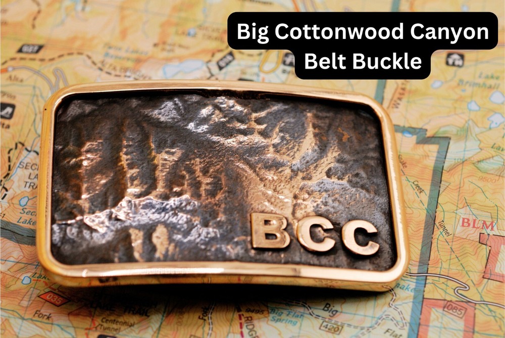 Big Cottonwood Canyon Topographic Belt Buckle | Hand Poured Bronze | 3D Map
