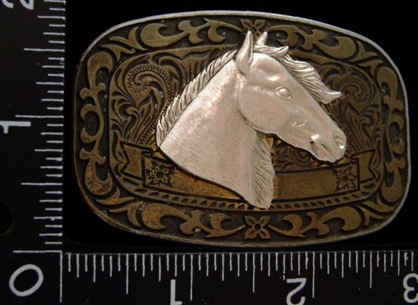 LI12137 VINTAGE ***SILVERTONE HORSE HEAD*** WESTERN FASHION BELT BUCKLE