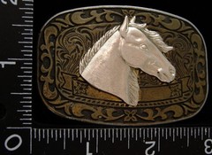 LI12137 VINTAGE ***SILVERTONE HORSE HEAD*** WESTERN FASHION BELT BUCKLE