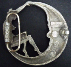 VTG 1979 BERGAMOT WINKING MOON & NUDE LADY WOMAN BELT BUCKLE b