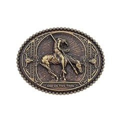 End of the Trail Belt Buckle Western Native American Horse Brass Bronze Oval NWT